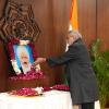 Hon’ble Vice-President Shri C. P. Radhakrishnan paid floral tributes to Mahakavi Subramania Bharati at the Vice-President’s Enclave on his birth anniversary on 11.12.2025